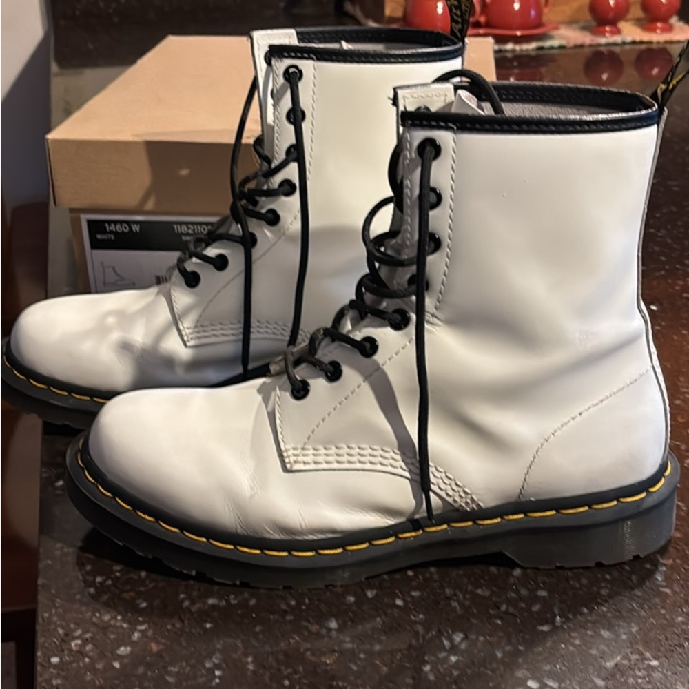 Women’s Dr. Martens 1460 boot in smooth white leather